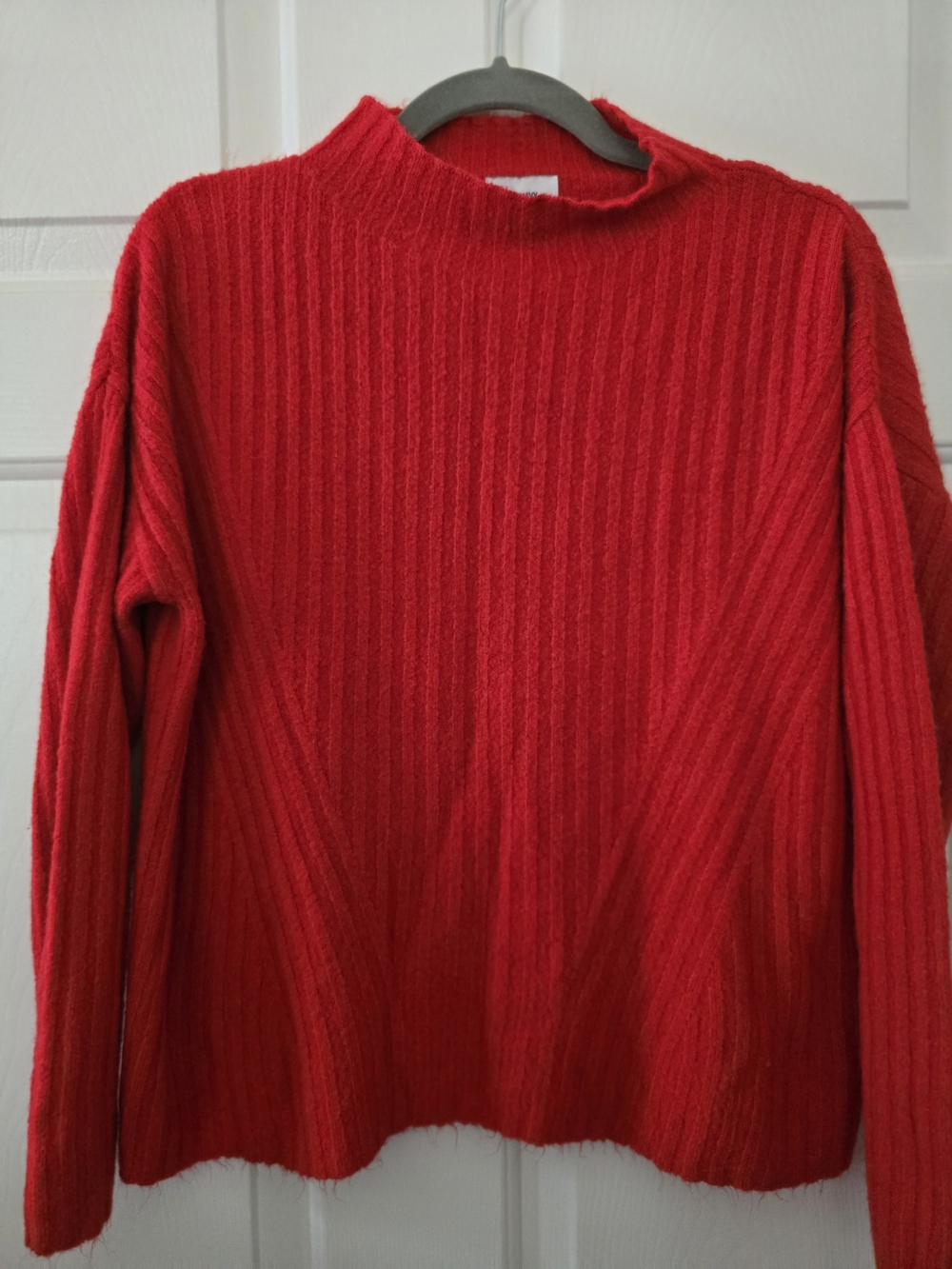 Old Navy Red Ribbed Sweater Mock Neck Cozy Pullover Size M